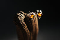 Tiny Owl Amber Stud Earrings