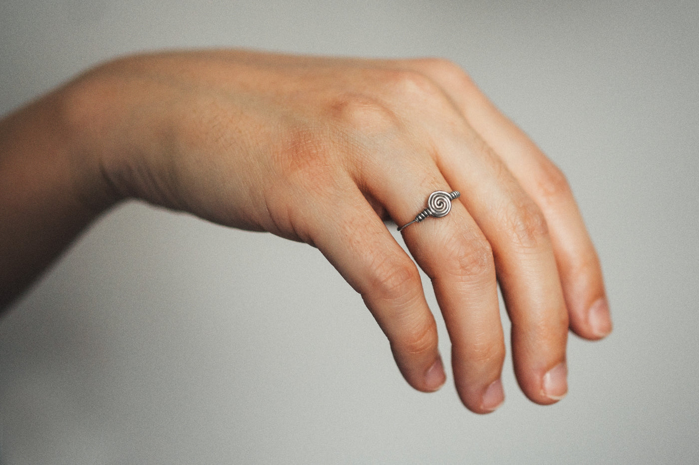 Ring made of one piece of silver wire. Handmade without soldering. Twisted silver ring. Boho style. Sterling silver.