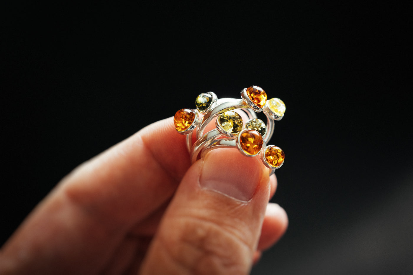 Two Color Amber Ring