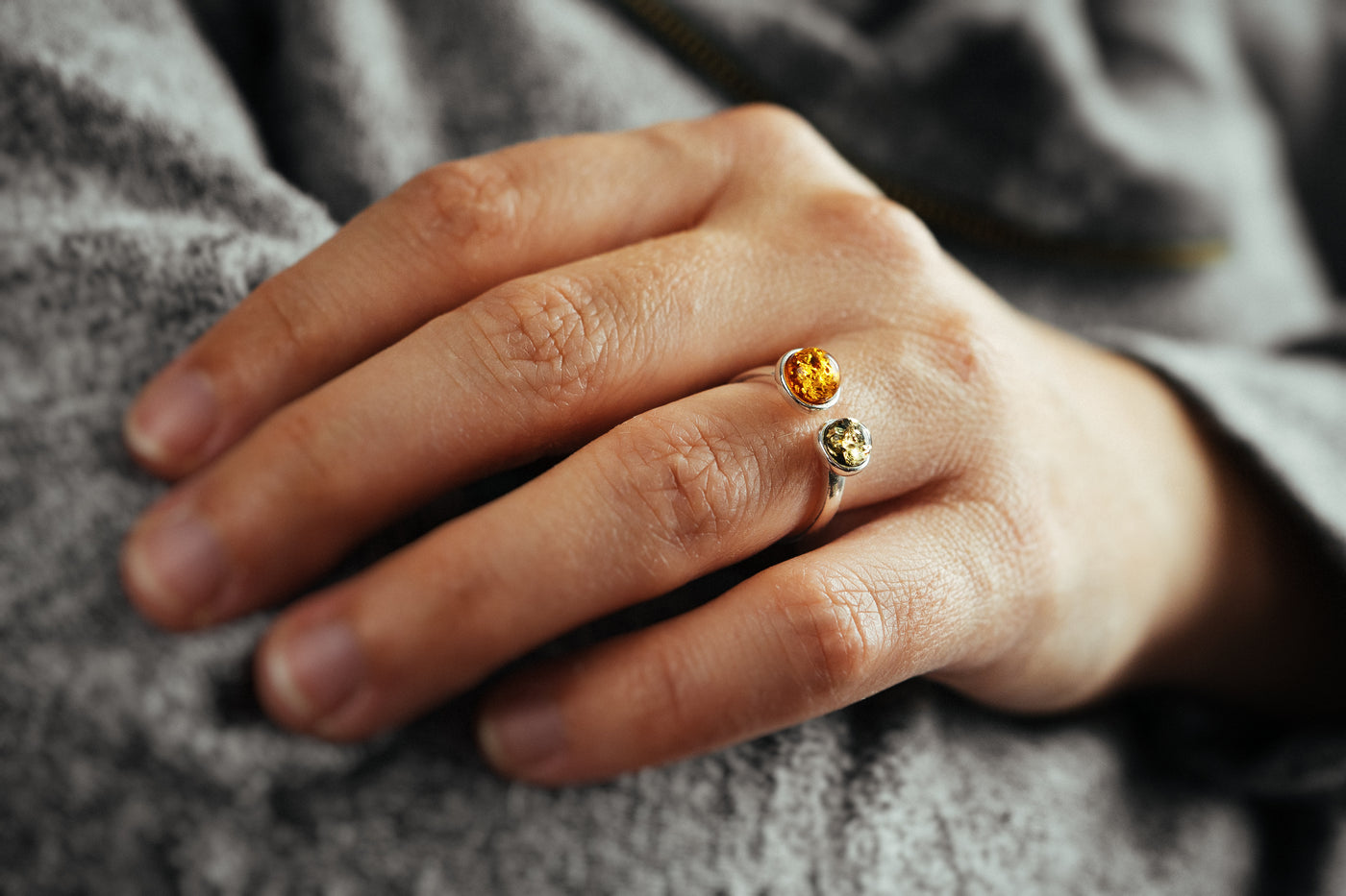 Two Color Amber Ring