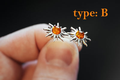 Sun amber stud earrings.