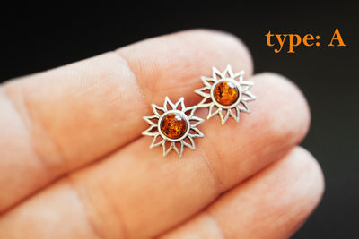 Sun amber stud earrings.