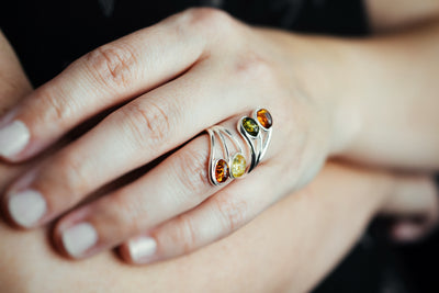 Multicolor Amber Ring