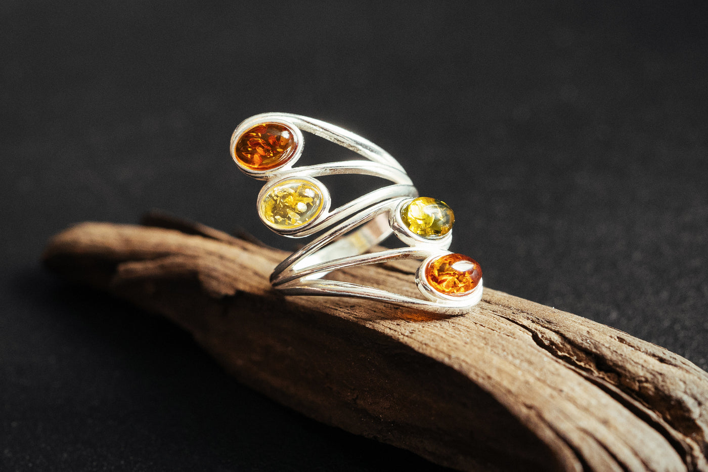 Multicolor Amber Ring