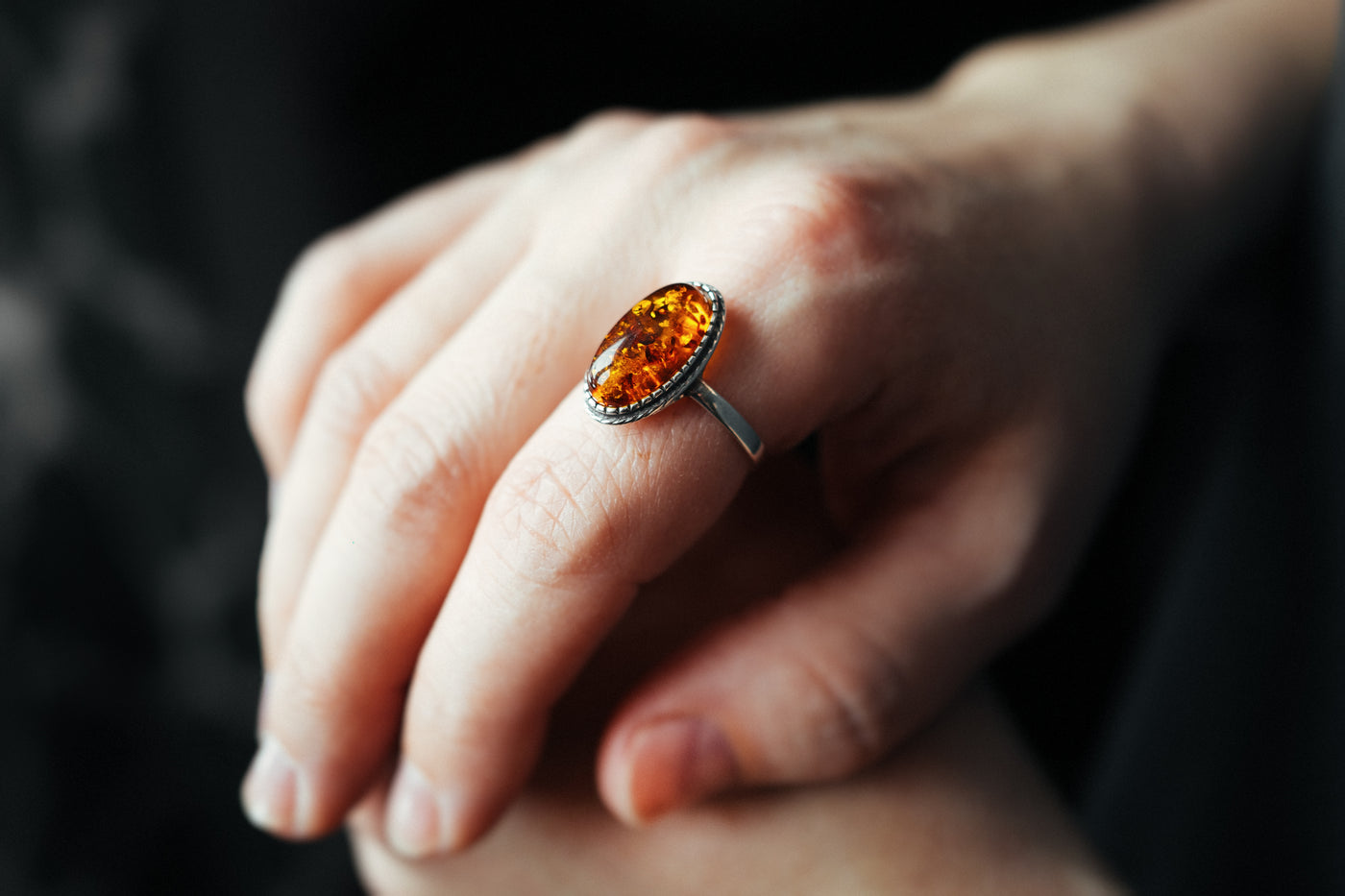Silver Amber Ring – Baltic Amber Jewelry