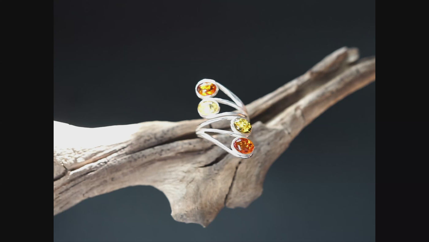 Multicolor Amber Ring
