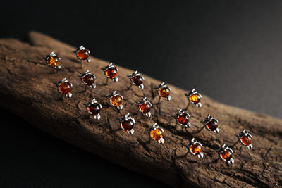 Tiny Owl Amber Stud Earrings